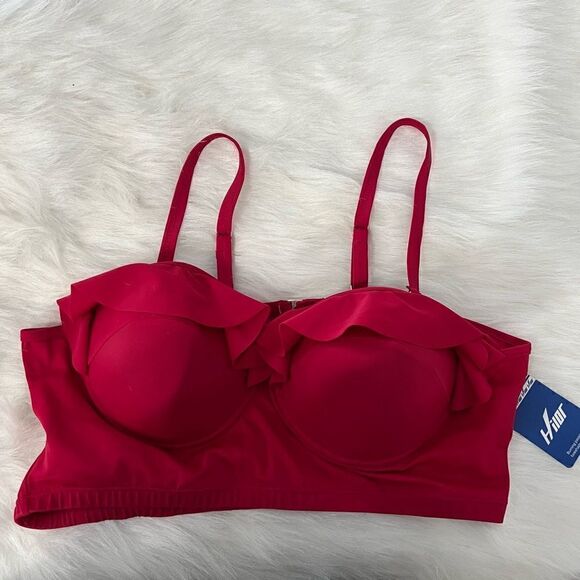 NWT Hilor Red Plus‎ Size Ruffle Bathing Suit Top  - 20 - Picture 8 of 12